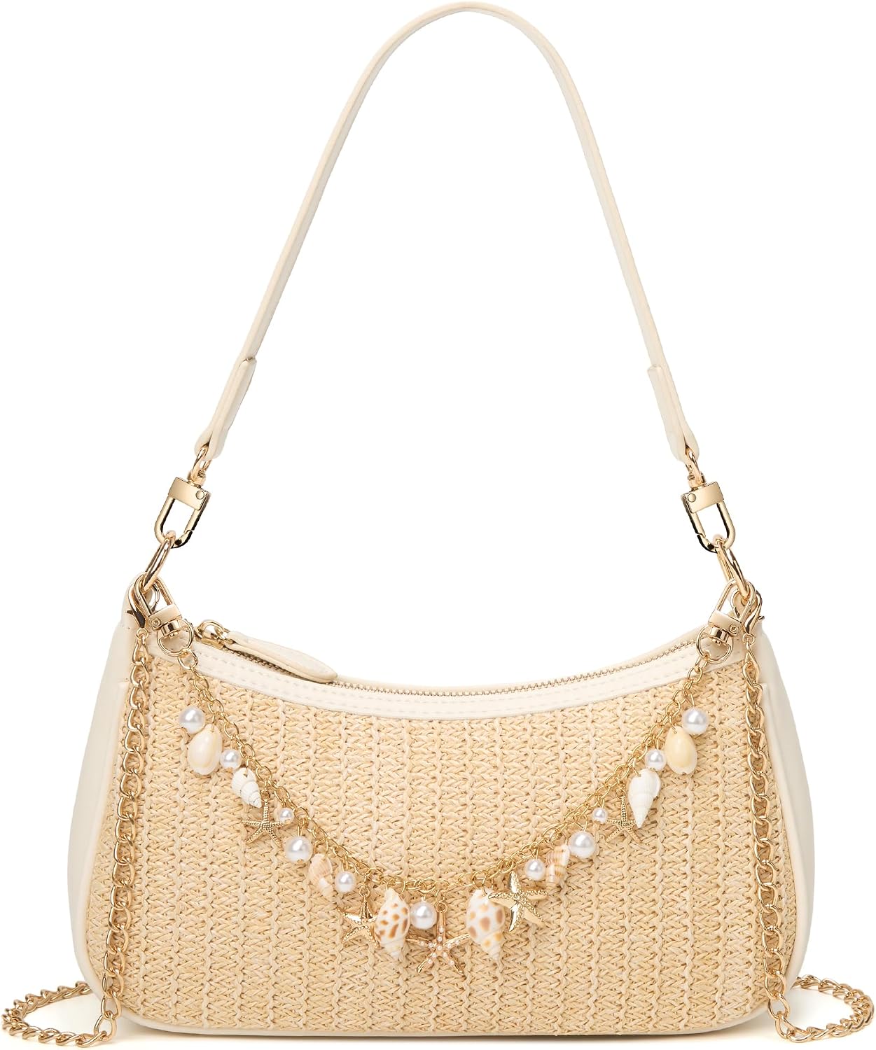 女士黑色單肩包可愛流浪漢櫻桃皮夾復古手拿包腋下手提包帶可拆卸肩帶