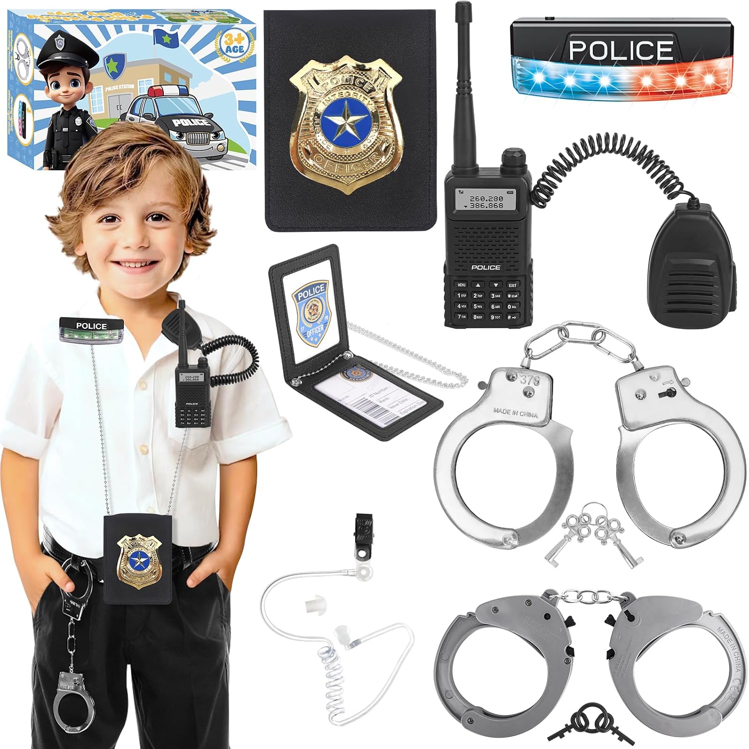 IVENRXIU 警察玩具，附警察配件，適合 3-10 歲兒童裝扮