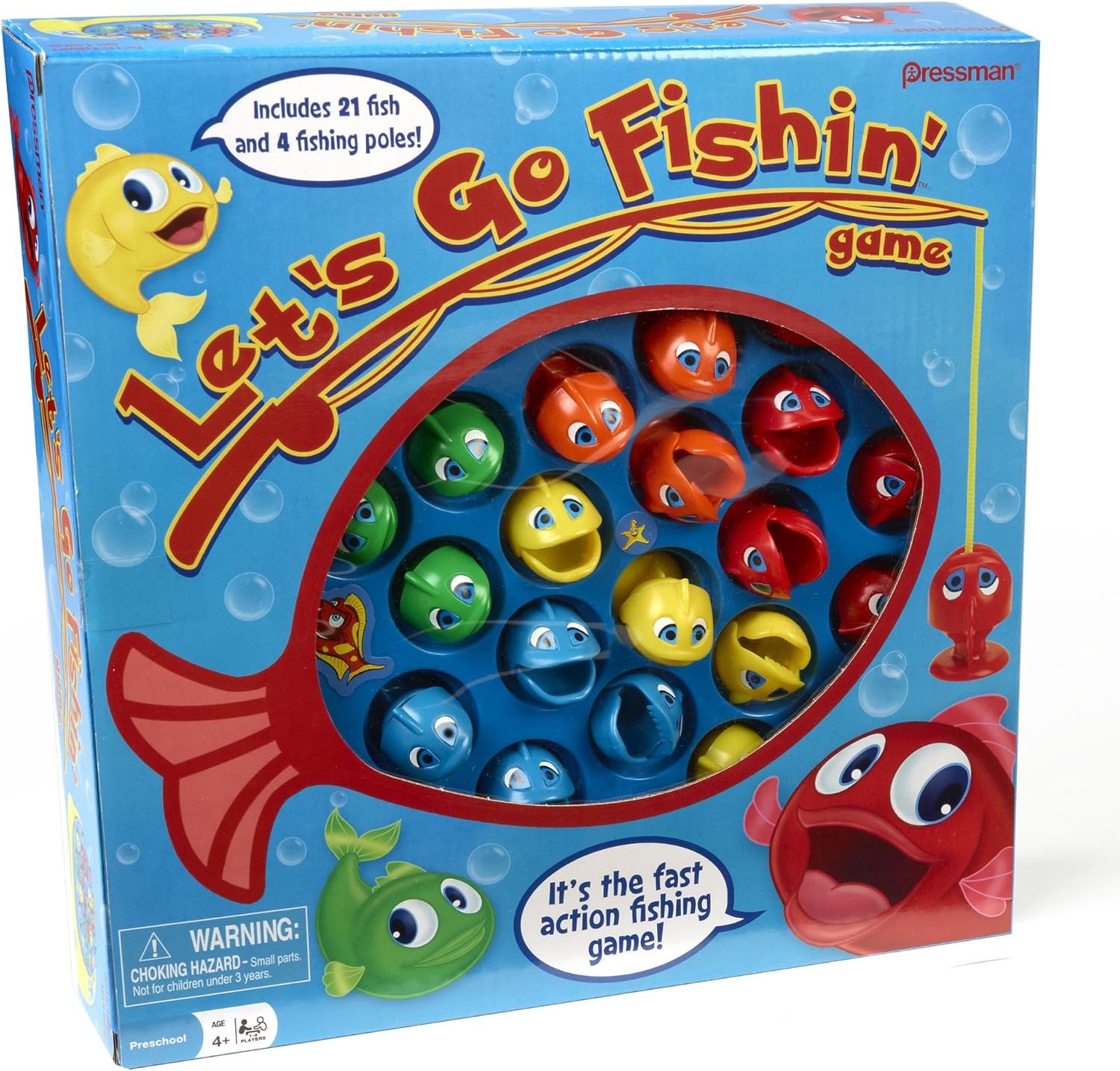 Pressman 出品的 Let's Go Fishin' Game - 原創快速動作釣魚遊戲！ ，1-4 名玩家