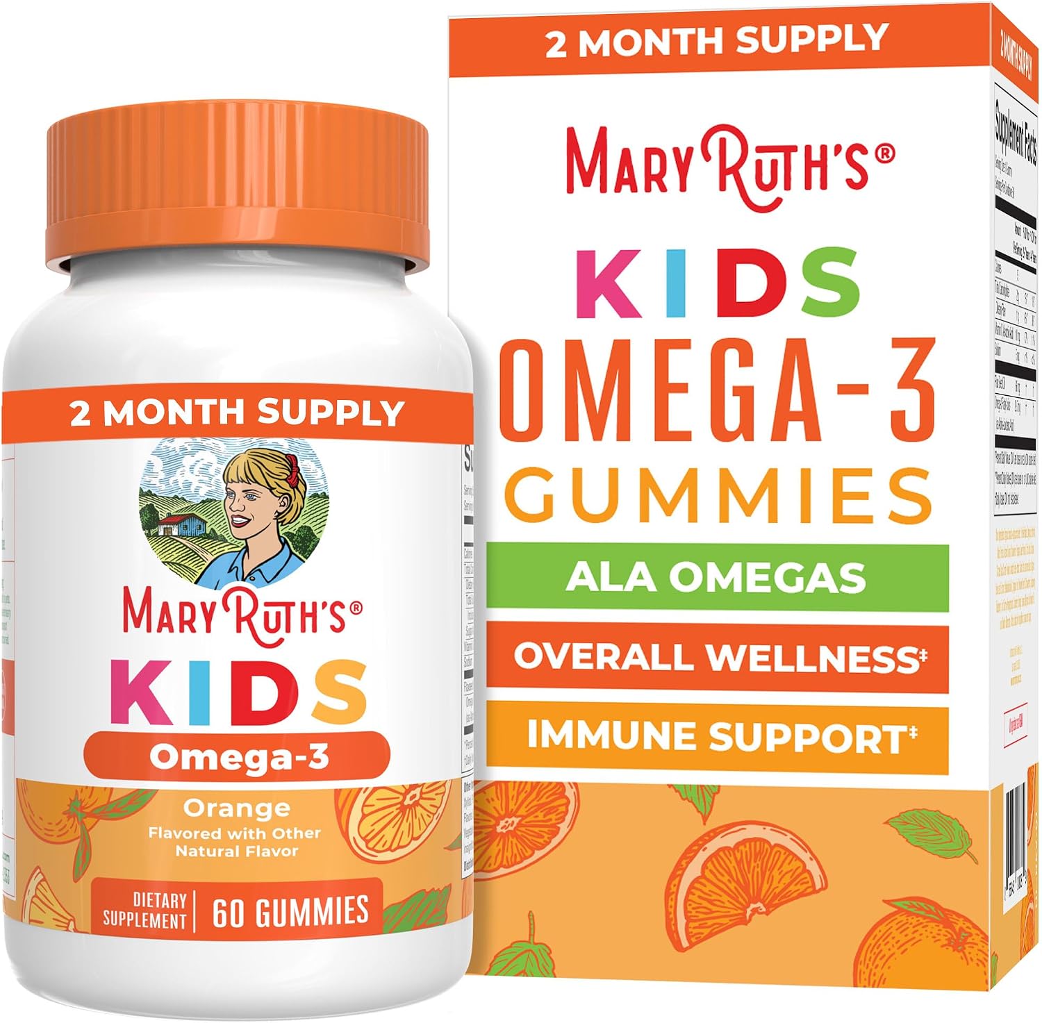 MARYRUTH's 兒童純素 Omega 3 軟糖，無魚味，2 個月用量