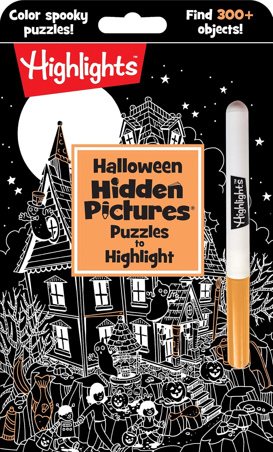 萬聖節隱藏圖片拼圖亮點：萬聖節兒童預訂超過300個隱藏物品，使用霓虹燈在詭異的黑白拼圖中尋找和尋找