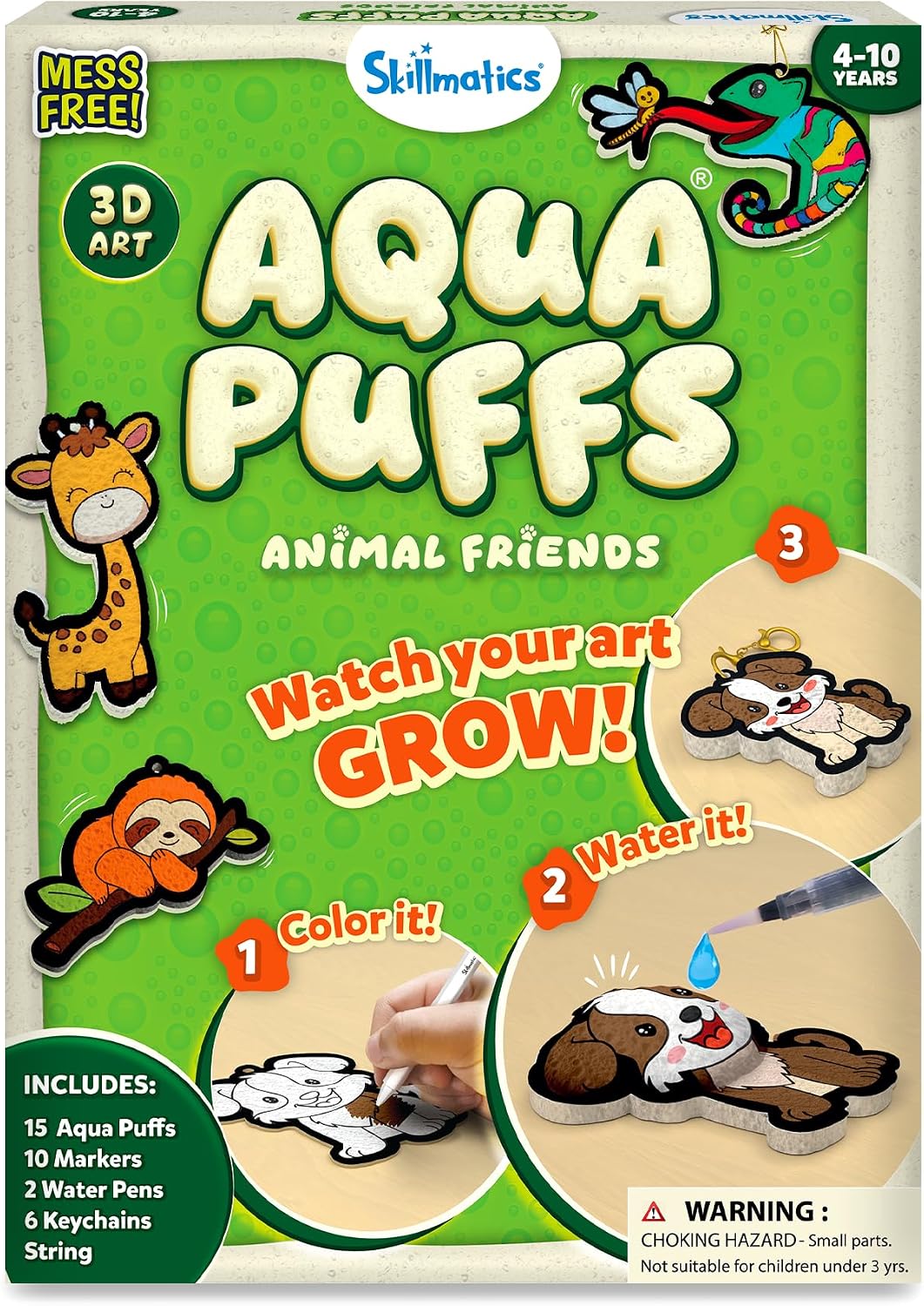 Skillmatics Aqua Puffs 動物、藝術與手工、按數字繪畫、兒童禮物
