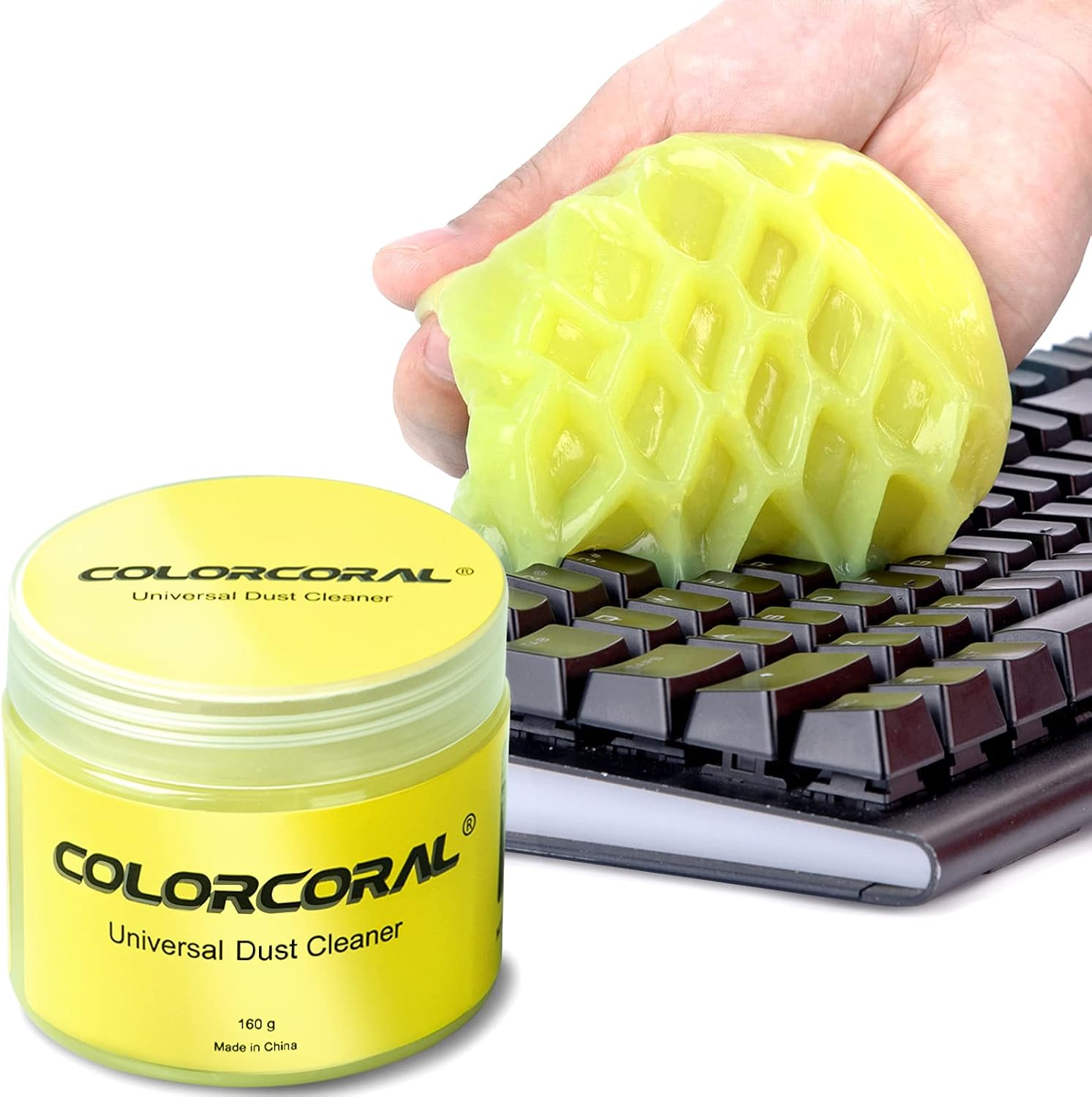 ColorCoral 清潔凝膠通用灰塵清潔劑適用於電腦鍵盤汽車美容辦公電子產品筆記型電腦除塵套件電腦除塵器，電腦遊戲汽車配件，男士女士禮物 160 克
