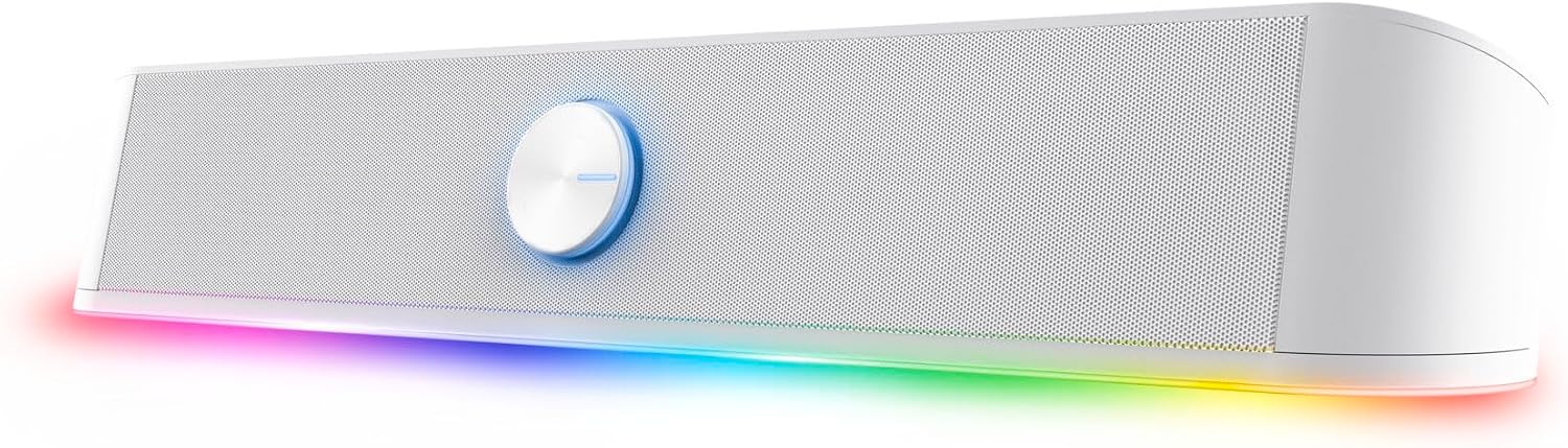 GXTrust Rhox PC Soundbar 搭配 RGB 照明 12W (6W RMS)，白色