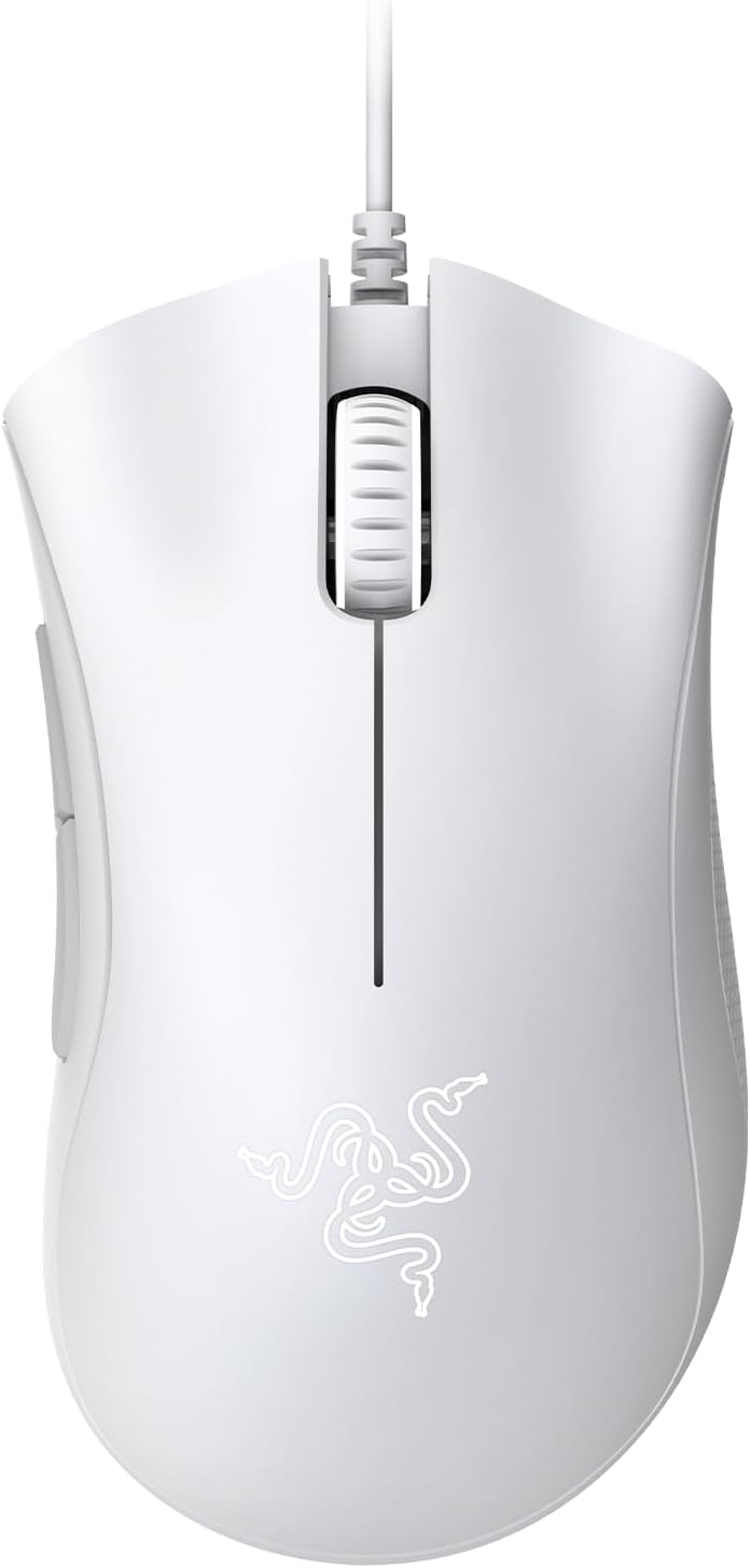Razer DeathAdder Essential (2021) - 配備 6,400 DPI 光學感測器的 Essential 遊戲滑鼠（具有真實 6,400 DPI 的光學感測器，符合人體工學外殼，超堅固）白色
