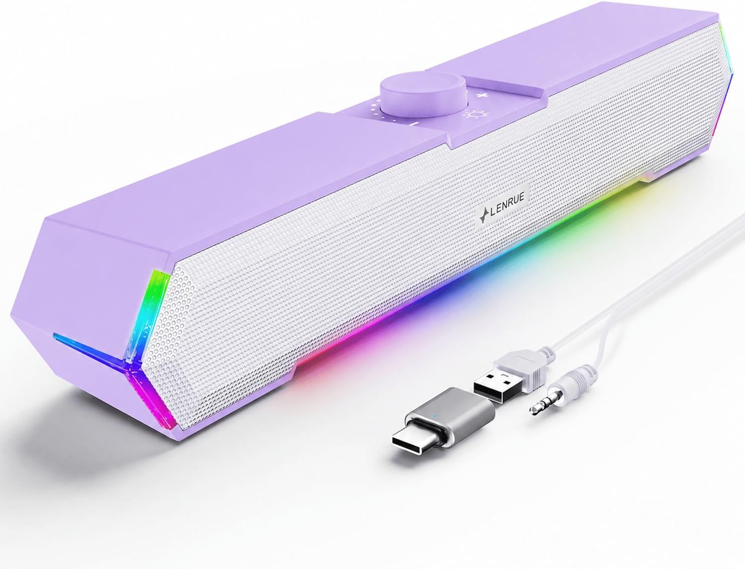 LENRUE G11 桌上型電腦揚聲器，觸控燈電腦揚聲器，具有清晰的聲音，USB C/USB 供電，AUX 音頻，適用於電腦桌上型電腦筆記型電腦辦公桌