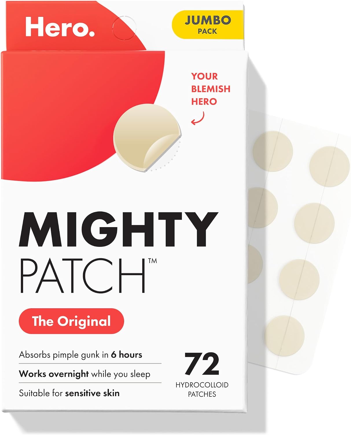 Mighty Patch Hero Cosmetics 原創夜間痤瘡粉刺貼片，72 克拉