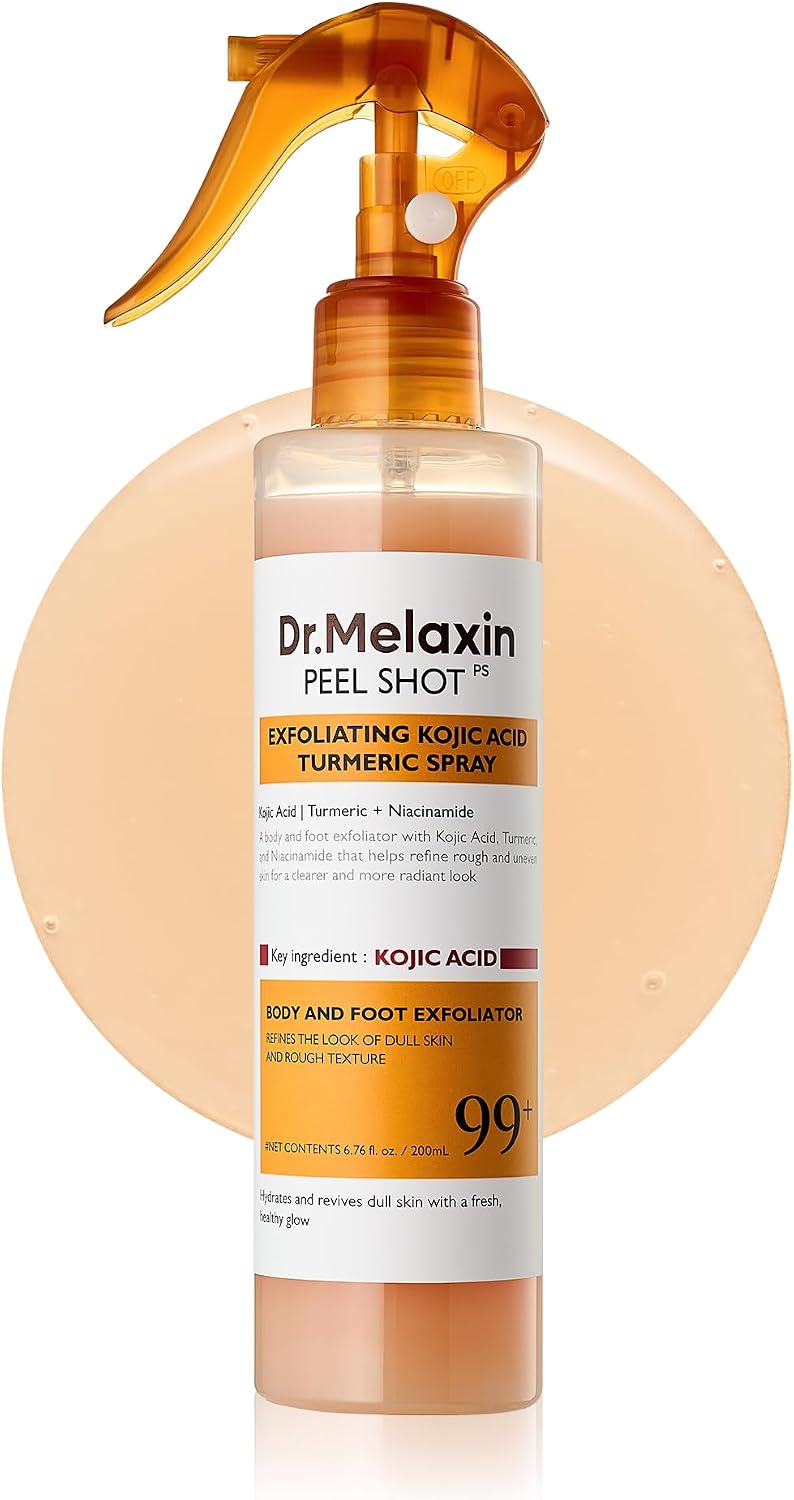 Dr.Melaxin Peel Shot 麴酸薑黃身體去角質噴霧 6.76 fl.oz - AHA PHA 菸鹼醯胺身體磨砂膏，適用於 KP 腫塊、黑斑、膚色不均、死皮，韓國保養品