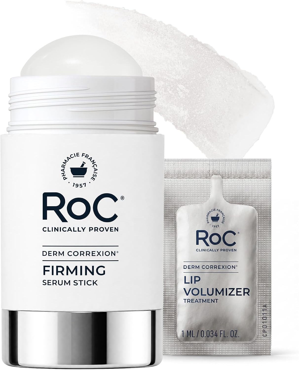 RoC Derm Correxion 視黃醇緊緻精華液棒，含抗氧化劑，可明顯收緊、緊緻皺紋和笑紋，男女適用 + 視黃醇眼霜套裝，1.0 盎司（包裝可能有所不同）