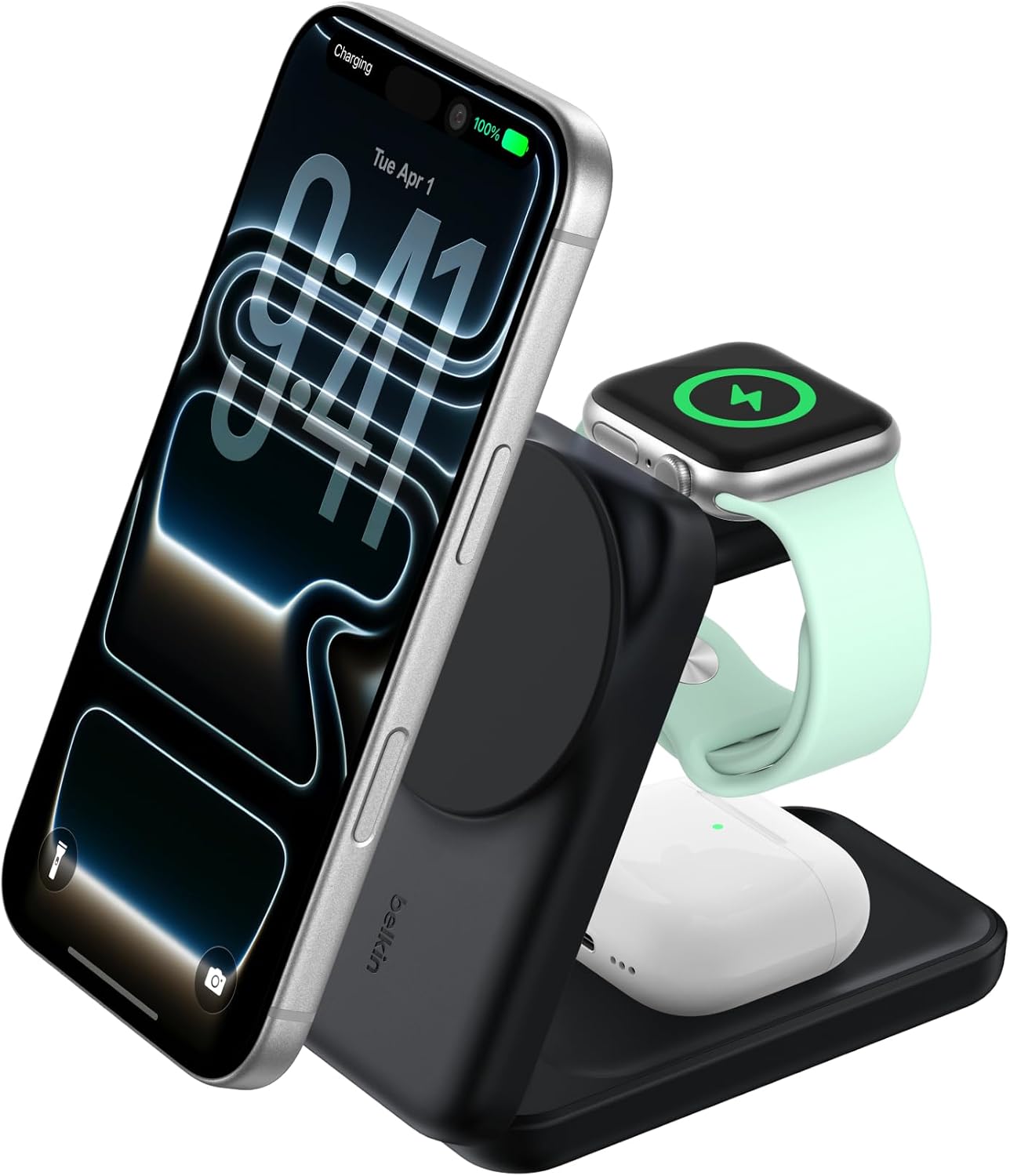 Belkin Qi2.2 25W 無線 3 合 1 可折疊 iPhone 快速充電站