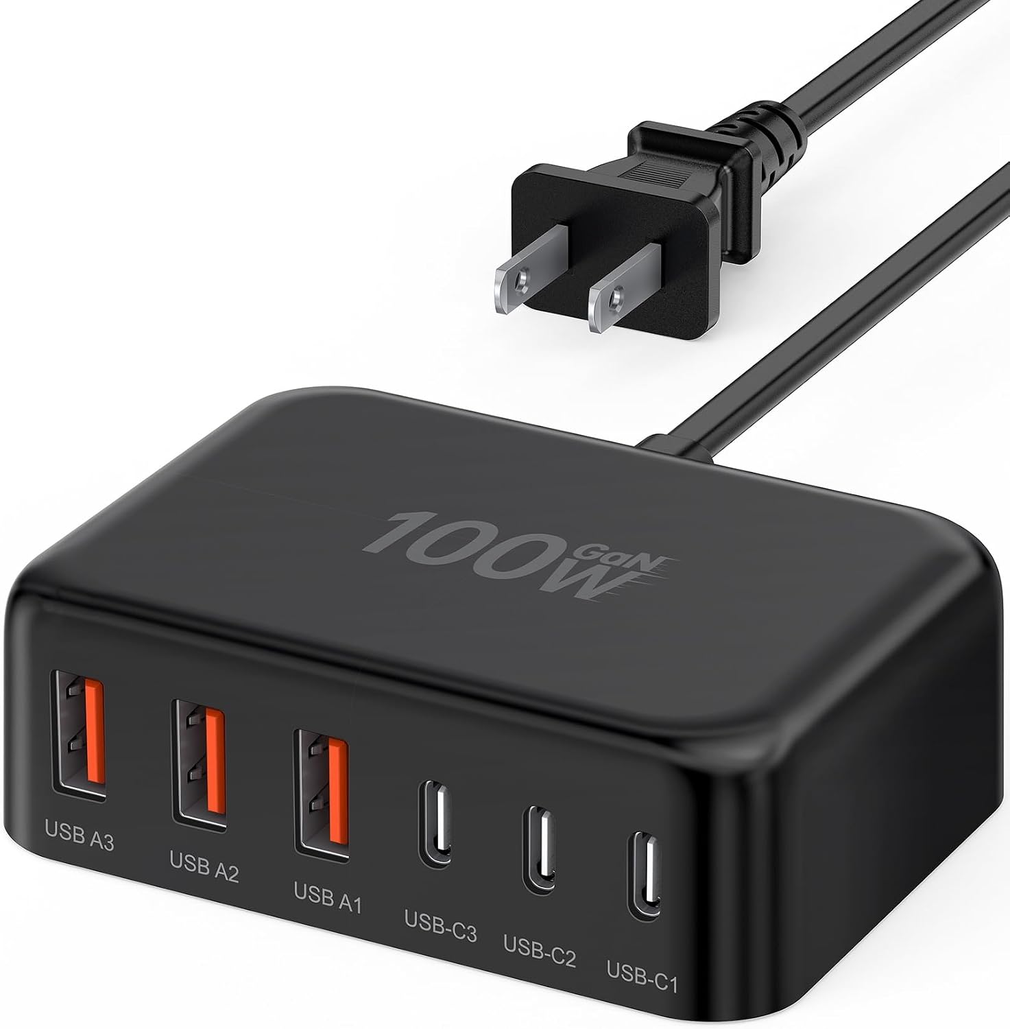 USB 快速充電器模組體積縮小 50% 最大 100W 6 連接埠 GaN USB 充電站