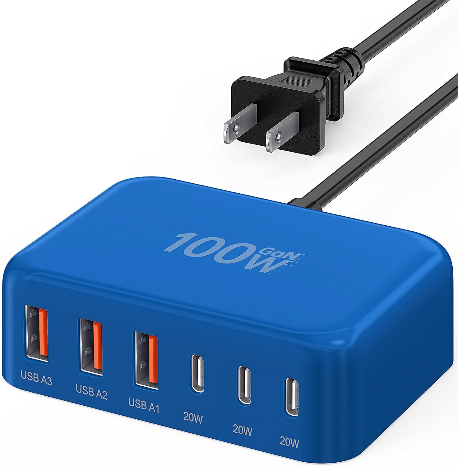 USB 快速充電器模組體積縮小 50% 最大 100W 6 連接埠 GaN USB 充電站