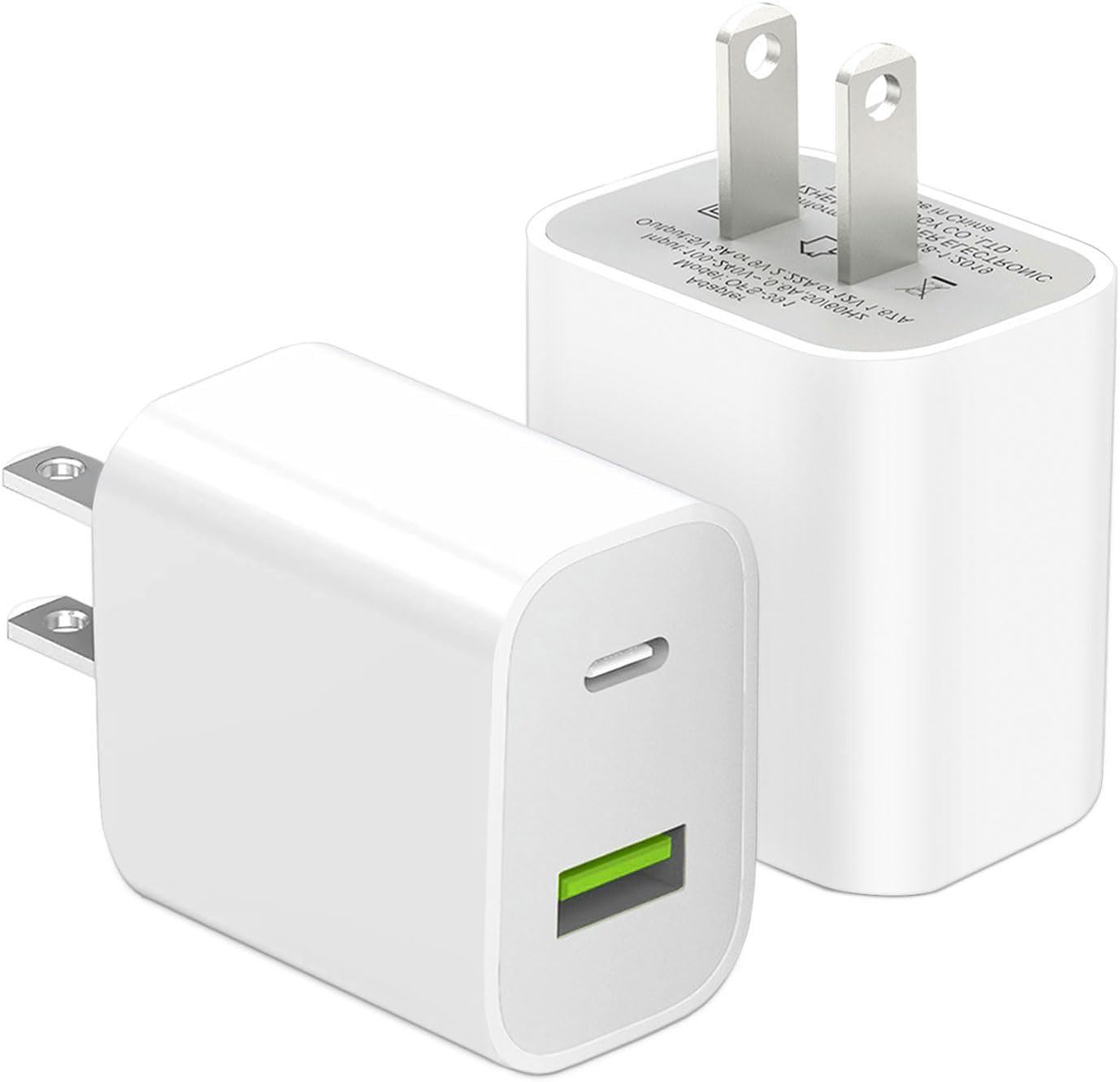 2 件裝 USB C 充電器塊，雙埠 C 型壁式充電器充電電源轉接器立方體適用於 iPhone 14/14 Pro/14 Pro Max/14 Plus/13/12/11、XS/XR/X、iPad、三星等