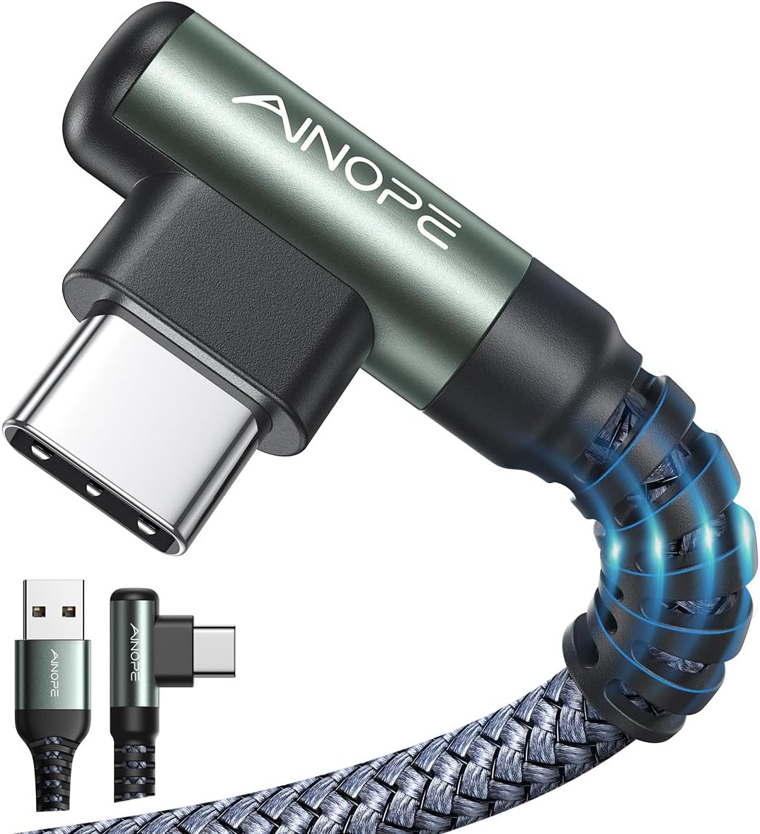 AINOPE USB A 轉 USB C 連接線 6.6 英尺 2 包 C 型充電器快速充電線