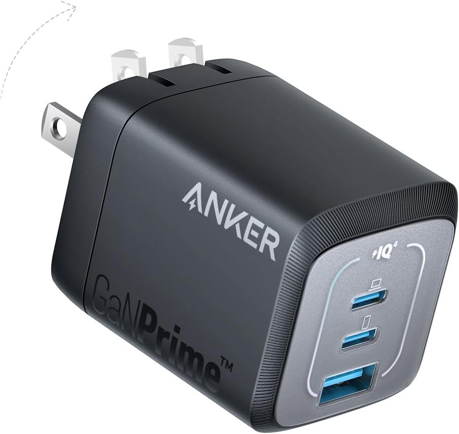 Anker USB 充電器模組，67W GaN 壁式充電器，3 連接埠緊湊型快速充電