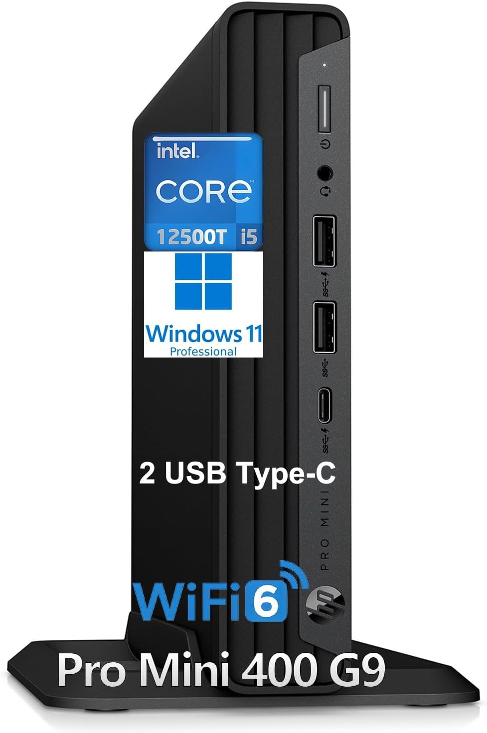 HP Pro 400 G9 迷你電腦，英特爾酷睿 i5-12500T，16GB RAM，512GB PCIe SSD