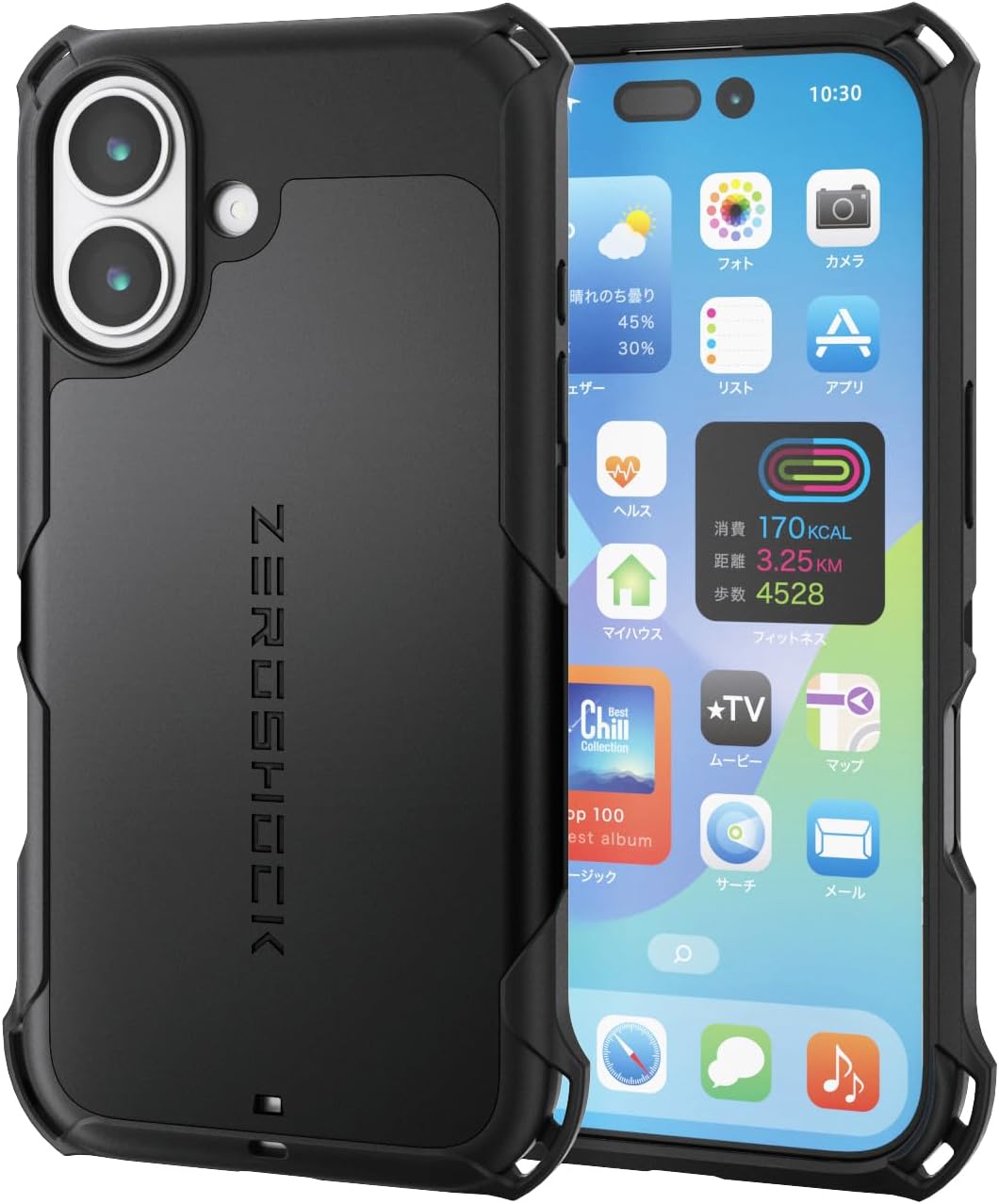 Elecom iPhone 17 手機殼，防震，吸收衝擊 ZEROSHOCK [帶薄膜]，蜂巢結構，4 角減震器，相機鏡頭保護設計，黑色 PM-A25AZEROBK