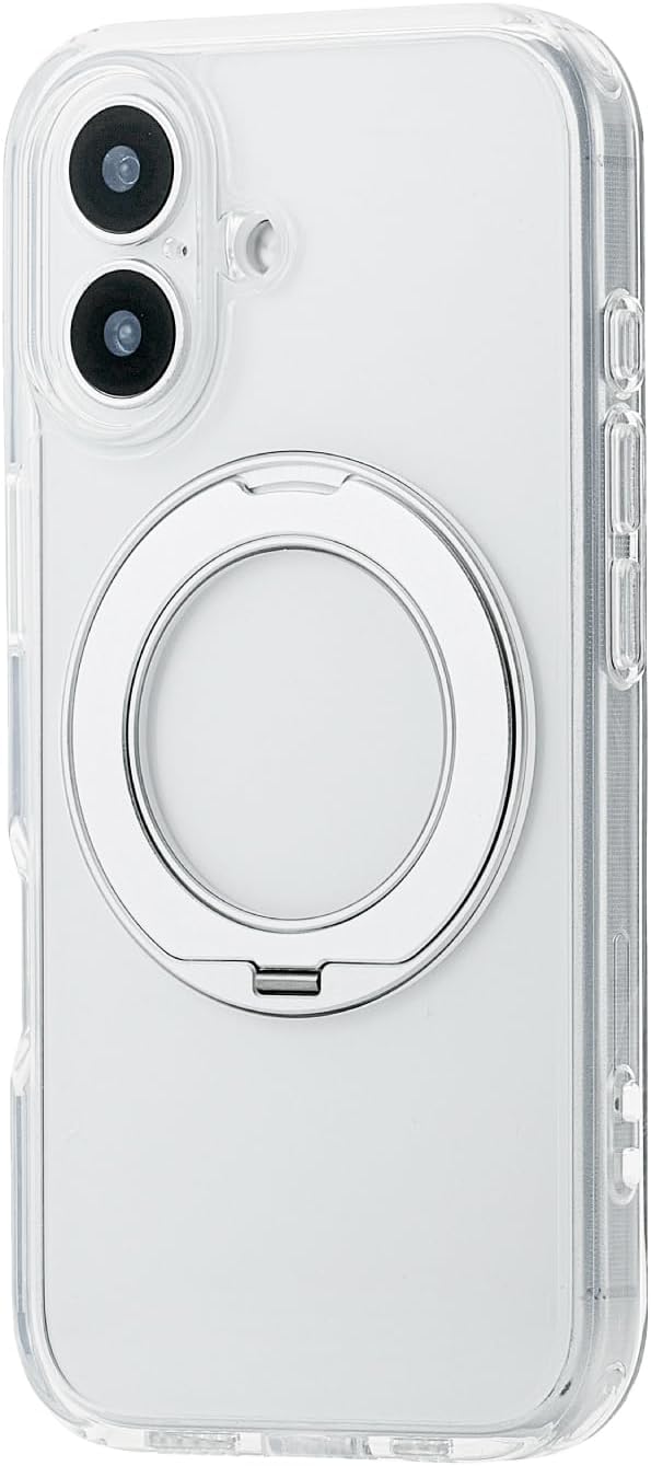 エレコム iPhone17 ケース カバー クリア 耐衝撃 衝撃吸収 マグネット MAGKEEP 回転式スタンド 縦・横置き ハイブリッド TPU エアークッション カメラ保護 ワイヤレス充電 シルバー PMWA25AMGSTKSV