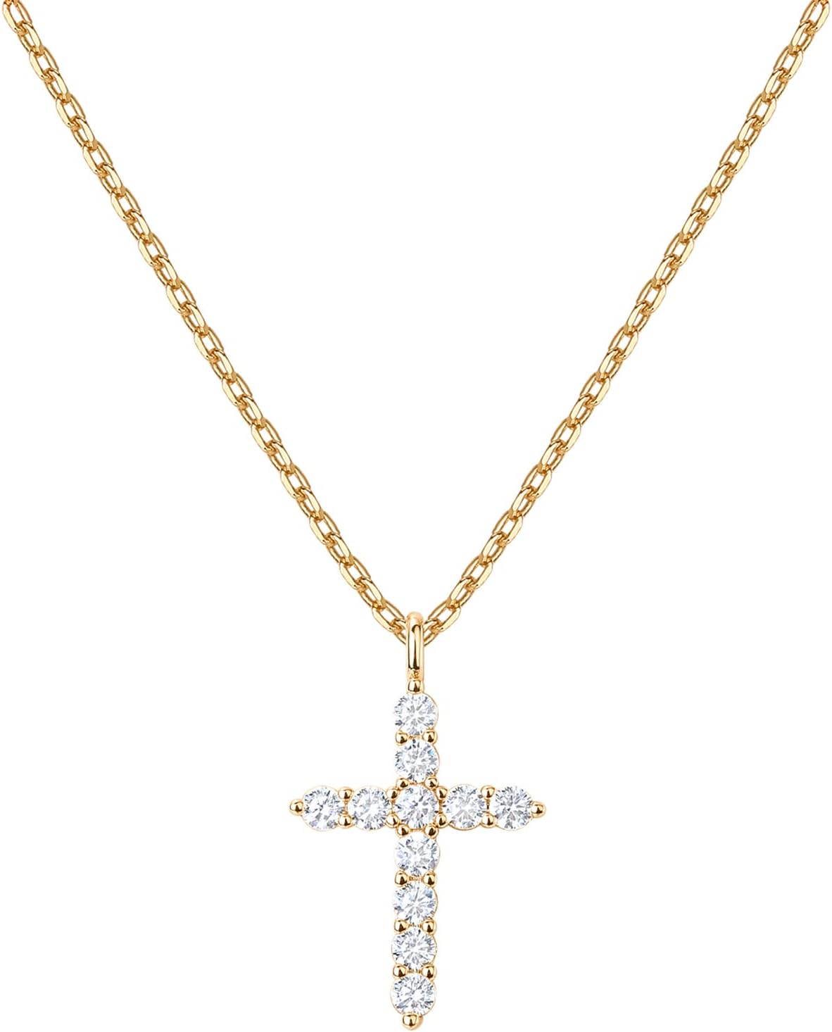 PAVOI 女款 14K 鍍金方晶鋯石十字架項鍊 | SHOPBOP Cross Faith 吊墜項鍊
