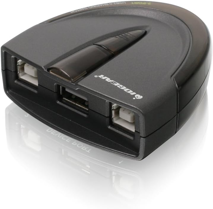 IOGEAR 2 連接埠 USB 2.0 開關 - 自動印表機開關 - 手動或自動控制 - LED 指示 - 即插即用 - GUB231