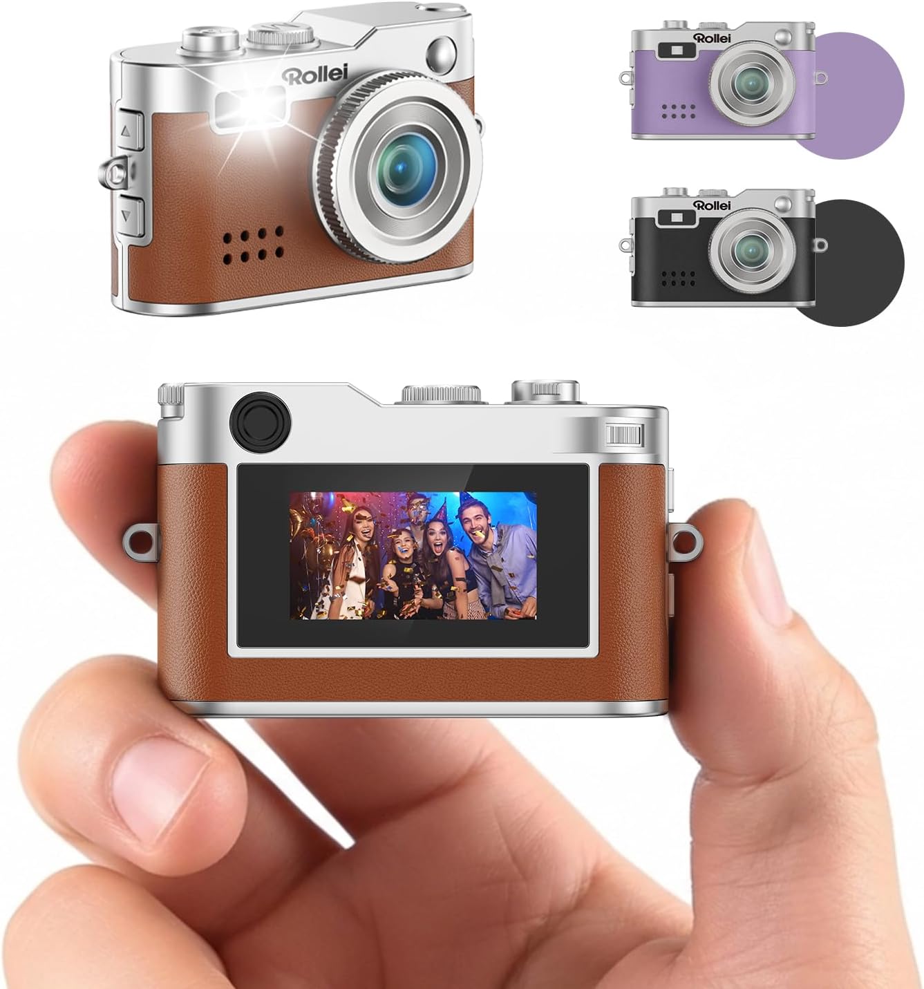 Rollei 迷你數位相機復古棕色 1080P 全高清小型復古數位
