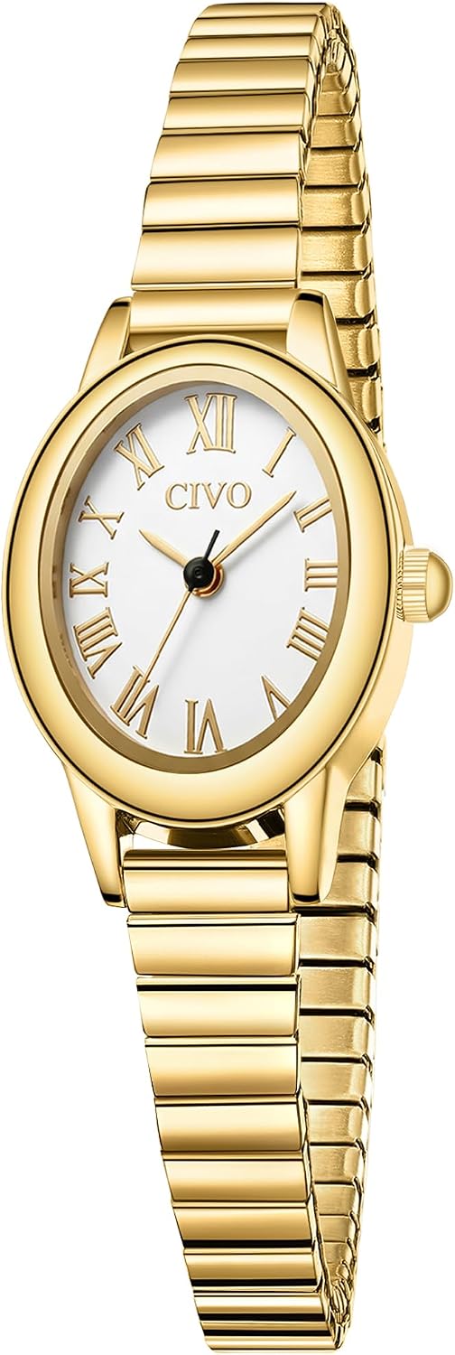 CIVO 女款小金錶：復古羅馬，彈性延伸錶帶