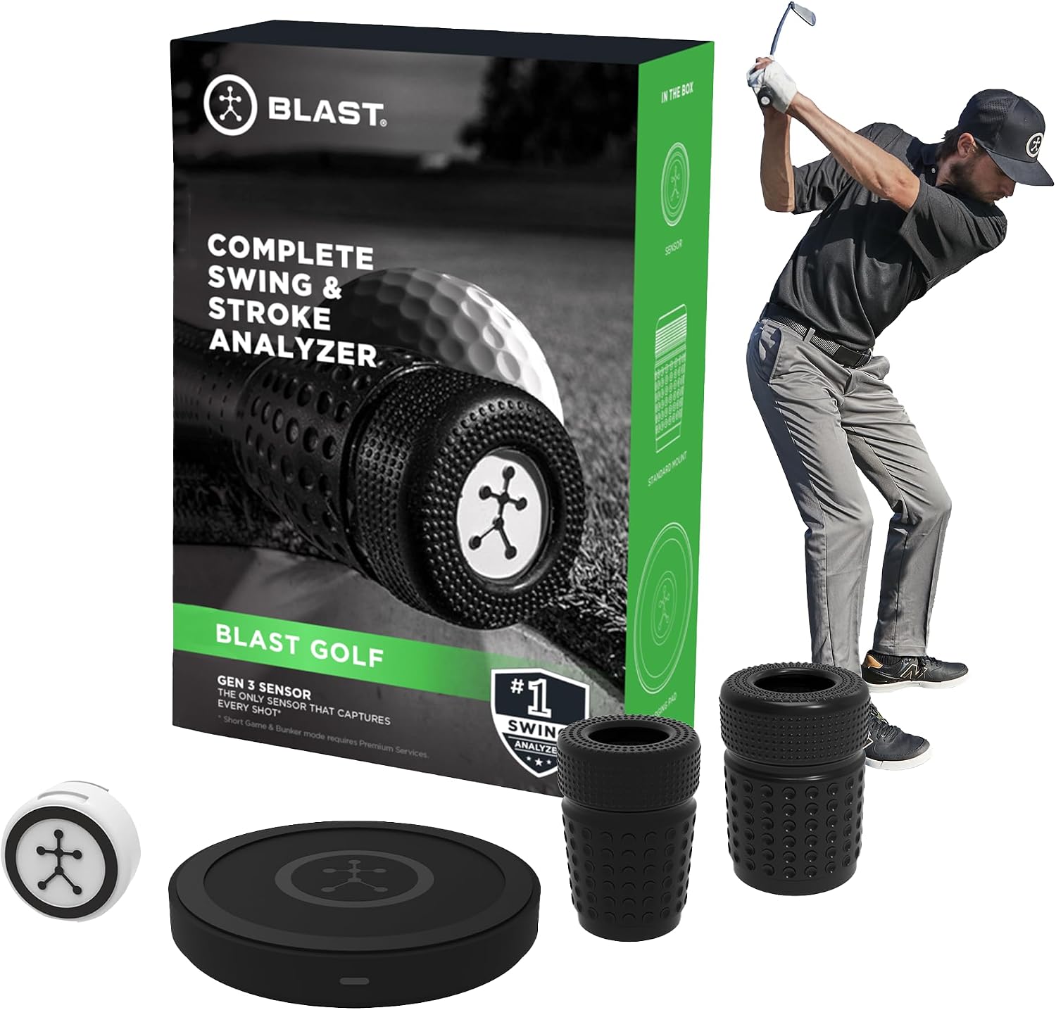 Blast Motion 高爾夫揮桿和擊球分析儀 - 即時回饋、揮桿指標、揮桿訓練器、影片捕捉亮點、賽道表現（GEN3 感測器）
