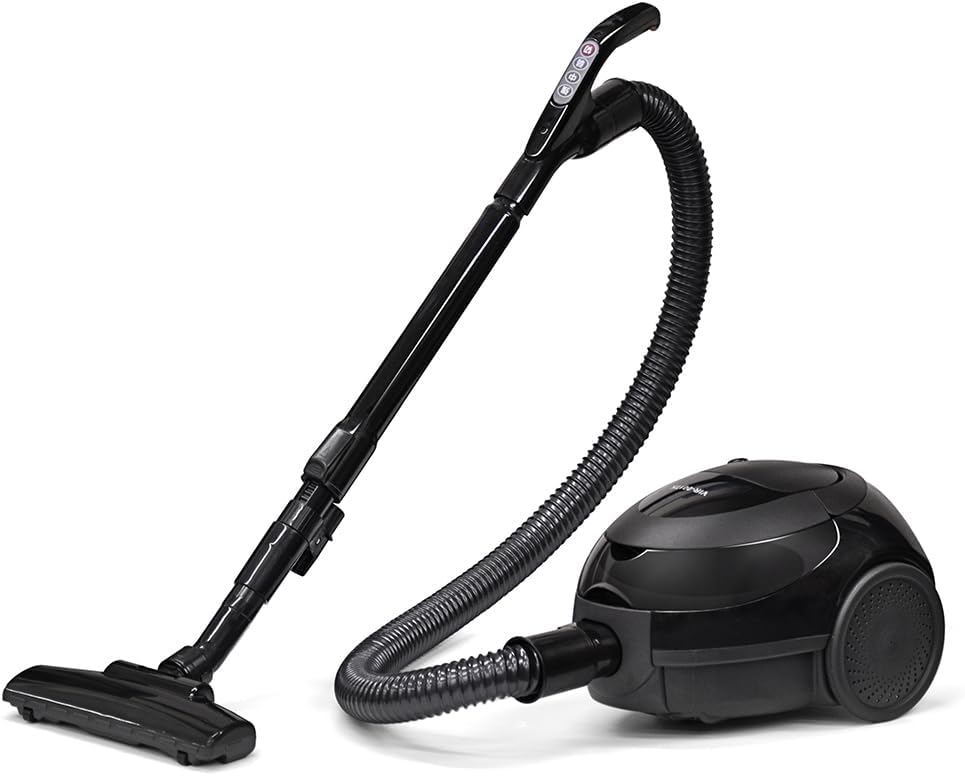 【Amazon.co.jp 獨家】VERSOS 吸塵器紙包型有線緊湊型罐黑色帶支架存儲 VIR-001TK